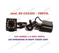 MINI MICRO TELECAMERA NASCOSTA CCD SONY 700 LINEE con 10 LED INFRAROSSI
