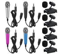 Mini Microfono 4 Pezzi, Microfono Asmr, Mini Microfono Portatile per Cellulare, Piccolo Microfono con 4 Staffe Cablato per Cellulare Laptop Notebook
