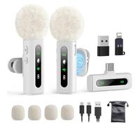 Mini microfono Lavalier USB C wireless per telefoni Android/tablet/PC, registrazione video con clip girevole e registrazione Denoise, ideale per Vlog Tiktok Youtube Content Creator, bianco