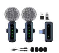 Mini microfono lavalier wireless per dispositivi Android e iPhone, iOS, riduzione del rumore, microfono da bavero per registrazione, microfono a clip, per registrazione video, Tiktok, Youtube, Vlog