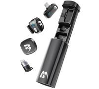 Mini microfono lavalier wireless per iPhone, iPad, Android (Lightning/USB C) con cancellazione del rumore, con custodia di ricarica, microfono compatto a clip per YouTube, TikTok, Podcast