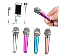 Mini Microfono per K Song Telefono, Set 2 Pezzi, Blu | Metallo, Ingresso Audio 3, 5mm, per Notebook e Pc, Registrazione Brani Stile Casuale