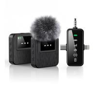 Mini microfono professionale 3 in 1 per iPhone, Android, fotocamera, portata 100 m, batteria 20H, microfoni wireless, cancellazione del rumore per registrazione, live streaming, YouTube, TikTok