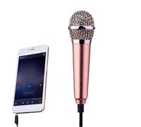Mini microfono - Smartphone | Microfono a condensatore portatile con cuffie per registrazione cantante K Voice Chat compatibile con Android Laptop Rose Gold 1 pezzo Set da 1 pezzo