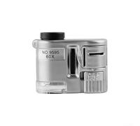 Mini microscopio tascabile con ingrandimento 60x LED, strumento portatile per osservazioni quotidiane (argento)