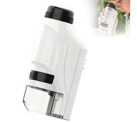 Mini microscopio tascabile microscopio 2026 per bambini, microscopio portatile portatile portatile per bambini, mini portata kit di scienza educativa con luce LED 60X-120X (bianco)