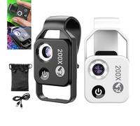 Mini microscopio tascabile per telefono 200X con lente CPL/luce LED, fotocamera per microscopio digitale portatile con nano zoom, design a clip universale, micromondo per bambini adulti (mix)