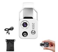 Mini microscopio tascabile per telefono 200X con lente CPL/luce LED, fotocamera per microscopio digitale portatile con nano zoom, design a clip universale, micromondo per bambini adulti (white)