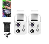 Mini microscopio tascabile per telefono 200X con lente CPL/luce LED, fotocamera per microscopio digitale portatile con nano zoom, design a clip universale, micromondo per bambini adulti (white*2)