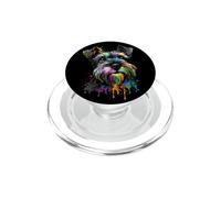 Mini miniatura Schnauzer Face colorato cane arte nero PopSockets PopGrip per MagSafe
