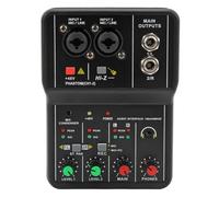 Mini Mixer Audio, 2 Canali USB Portatile Scheda Audio Live Scheda Audio Console con Alimentazione Phantom 48V, Mixer DJ 16 BIT 48 KHZ, per Registrazione Karaoke Streaming Youtube