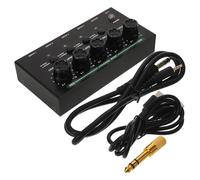 Mini Mixer Audio a 4 Vie per Studio e Live, Basso Rumore | Controllo Segnale, Tecnologia di Riduzione del Rumore, Struttura in Metallo e Plastica, Nero