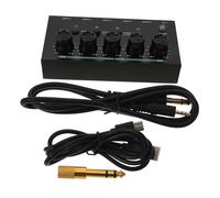 Mini Mixer Audio Stereo a 4 Vie per Registrazione e Studio | Nero, Design Portatile a Basso Rumore, Metallo e Plastica, per Podcast ed Eventi Live