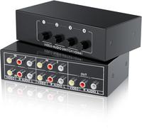 Mini mixer audio stereo passivo portatile a 4 canali con ingressi RCA AV