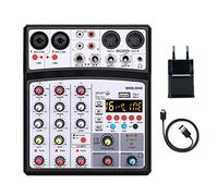 Mini Mixer Bluetooth a 4 canali Scheda audio Audio Dj 16 Effetti digitali Riduzione del rumore Display di livello a LED per canto da bar (Color :) (Bmg04d White)