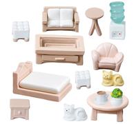 Mini Mobili Accessori Casa delle Bambole, 14pcs Casa Bambole Mobili, Set di Figure di Piccole Persone Famiglia di, con Soggiorno Regalo Giocattolo per Bambini