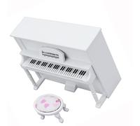 Mini Mobili Micro Scena Ornamento Modello Pianoforte Verticale Bianco E Panca Per Pianoforte Mini replica strumento musicale