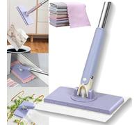 Mini mocio con cambio automatico del panno, mini mocio piatto per la polvere e le mani libere, mini mocio per cambio panno, compatibile con asciugamani per il viso, per bagno, cucina (colore: viola,