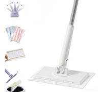 Mini mocio con impugnatura a scatto, rotazione a 360°, mani libere, con cambio automatico del panno, zero-touch, per asciugamani per viso, microfibra, manico lungo per pareti e finestre (1 mocio