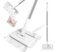 Mini mocio Snap-Grip, Zero-Touch, cambio automatico del panno, con testa girevole a 360°, mocio a clip con 5 panni in microfibra riutilizzabili per pavimento, parete, cucina, bagno