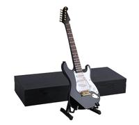 Mini modello di strumento musicale Chitarra Elettrica In Miniatura Mini Modello Di Strumento Musicale Con Scatola Supporto Accessori Collezione Ornamenti Decorativi(Black,18cm)