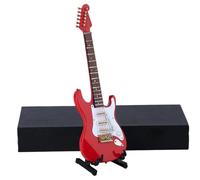 Mini modello di strumento musicale Chitarra Elettrica In Miniatura Mini Modello Di Strumento Musicale Con Scatola Supporto Accessori Collezione Ornamenti Decorativi(Red,10cm)