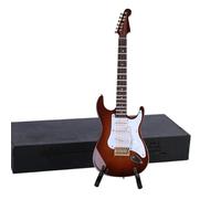 Mini modello di strumento musicale Chitarra Elettrica In Miniatura Mini Modello Di Strumento Musicale Con Scatola Supporto Accessori Collezione Ornamenti Decorativi(Coffee,14cm)