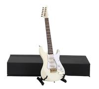 Mini modello di strumento musicale Chitarra Elettrica In Miniatura Mini Modello Di Strumento Musicale Con Scatola Supporto Accessori Collezione Ornamenti Decorativi(White,18cm)
