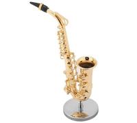 Mini modello di strumento musicale Modello Di Sassofono Contralto In Miniatura Con Supporto E Custodia - Modello Di Decorazione Per Strumento Musicale Placcato In Oro