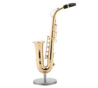 Mini modello di strumento musicale Ornamenti Per Strumenti Sassofono Contralto In Miniatura + Supporto E Custodia - Ornamenti Per Strumenti Musicali Placcati In Oro