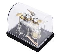 Mini Modello per il Giorno della Laurea, Squisito Set con Espositore e Base, Metallo + Plastica, 1 Modello, 2 Bastoncini per Battere, 1 Coperchio Trasparente Amici e Famiglia