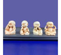 Mini Monaco Figurina Set Mindfulness Regalo & Budda Meditazione Decorazione (Set
