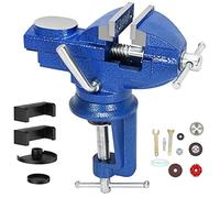 Mini morsa da banco versatile, con base girevole a 360°, Morsa banco da lavoro da 60mm, per la lavorazione del legno, il taglio del condotto, la foratura, la lavorazione dei metalli - blu