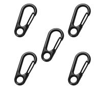 Mini Moschettone Gancio, 5 Pezzi Mini Moschettoni Fibbia, Zaino a Molla Fermagli, Molla Portachiavi Clip, per Campeggio Escursionismo Portachiavi All'aperto (Nero)