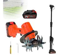 Mini Motocoltivatore A Batteria,Motozappa Elettrica Da Giardino Da 21V,235 Giri/Min,Larghezza Di Fresatura Di 10 Cm,Micro Motocoltivatore Portatile Per Diserbo,With1.3mExtension-1battery