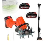 Mini Motocoltivatore A Batteria,Motozappa Elettrica Da Giardino Da 21V,235 Giri/Min,Larghezza Di Fresatura Di 10 Cm,Micro Motocoltivatore Portatile Per Diserbo,With1.3mExtension-2batteries