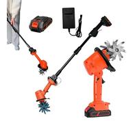 Mini motocoltivatore a batteria, motozappa elettrica portatile, attrezzo da giardino con batteria al litio ricaricabile e asta telescopica, motozappa per fattoria, cortile, prato(With pole)
