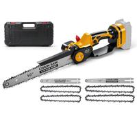 Mini motosega 2 in 1 da 25,4 e 20,3 cm con 4 catene, compatibile con batteria DeWalt da 20 V, motore senza spazzole da 1000 W, sega elettrica a batteria per giardino, cura degli alberi e legna da