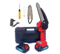 Mini Motosega a Batteria 24V per Potatura Doppia lama Da 6 e 4 pollici 2 catene 2 Batterie Sega a Batteria per Potatura Motosega Elettrica a Batteria