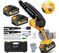 Mini Motosega a Batteria per Potatura Con 8000Mah Batterie E Caricatore Rapido,