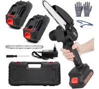 Mini Motosega a Batteria Portatile Sega a Batteria per potatura con Caricatore veloce + 2 Batterie Maneggevole Potatura Senza Filo Taglio Legno Rami, Doppia Batteria 2 x 21V