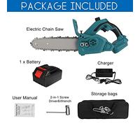 Mini motosega a batteria Sega elettrica da 10 pollici 3000W Motosega a batteria 1/2PC Batteria agli ioni di litio Lubrificazione a olio Lavorazione del legno Utensile elettrico a 1 mano(1 battery)