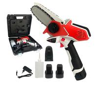 Mini Motosega con Doppia Batteria 18V 1.3Ah Potatore con Lama da 4" Pollici 10cm Motosega Elettrica per il Taglio del Legno e Giardini
