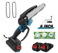 Mini motosega da 6 pollici sega a catena elettrica senza fili portatile rinnovabile ad alta velocità per la lavorazione del legno da giardino batteria per oli ad alta potenza 2 * battery