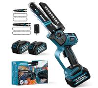 Mini motosega elettrica da 6 e 8 pollici con batteria, senza spazzole con 2 x 4000 mAh Ak ku, lubrificazione automatica, compatibile con batteria Makita da 18 V, sega a mano per cesoie da giardino