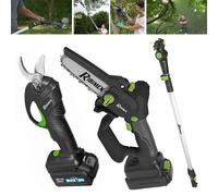 Mini Motosega Forbice da potatura a batteria 20 V e asta telescopica Set Ribimex