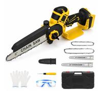 Mini motosega senza spazzole da 15,2 e 20,3 cm, sega elettrica compatibile con batteria DEWALT da 18 V, 2 guide + 3 catene, lubrificazione migliorata, ideale per giardino e legno (senza batteria