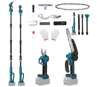 Mini motosega wireless 4 in 1 da 8 pollici, compatibile con batteria Makita da 18 V (senza batteria), motosega con asta di prolunga da 2 m, cesoie elettriche da 30 mm con lama di ricambio