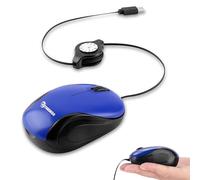 Mini mouse con cavo USB-C, piccolo mouse ottico retrattile portatile da viaggio, Plug & Play per laptop, MacBook, tablet, smartphone, per piccole mani di bambini, studenti, donne, regalo (blu)
