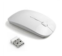 Mini mouse ottico, senza fili, sottile, con ricevitore USB 2.4 G, per laptop/PC Desktop, con sistema operativo XP/Vista/Windows/Apple MacBook bianco White